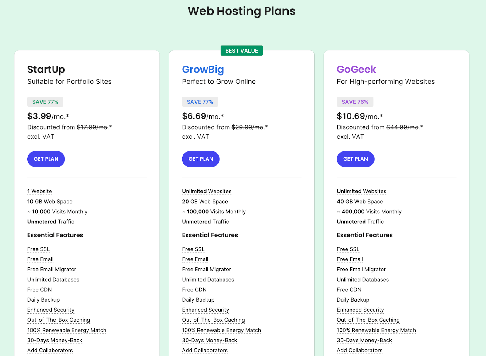 Siteground Shared Plans