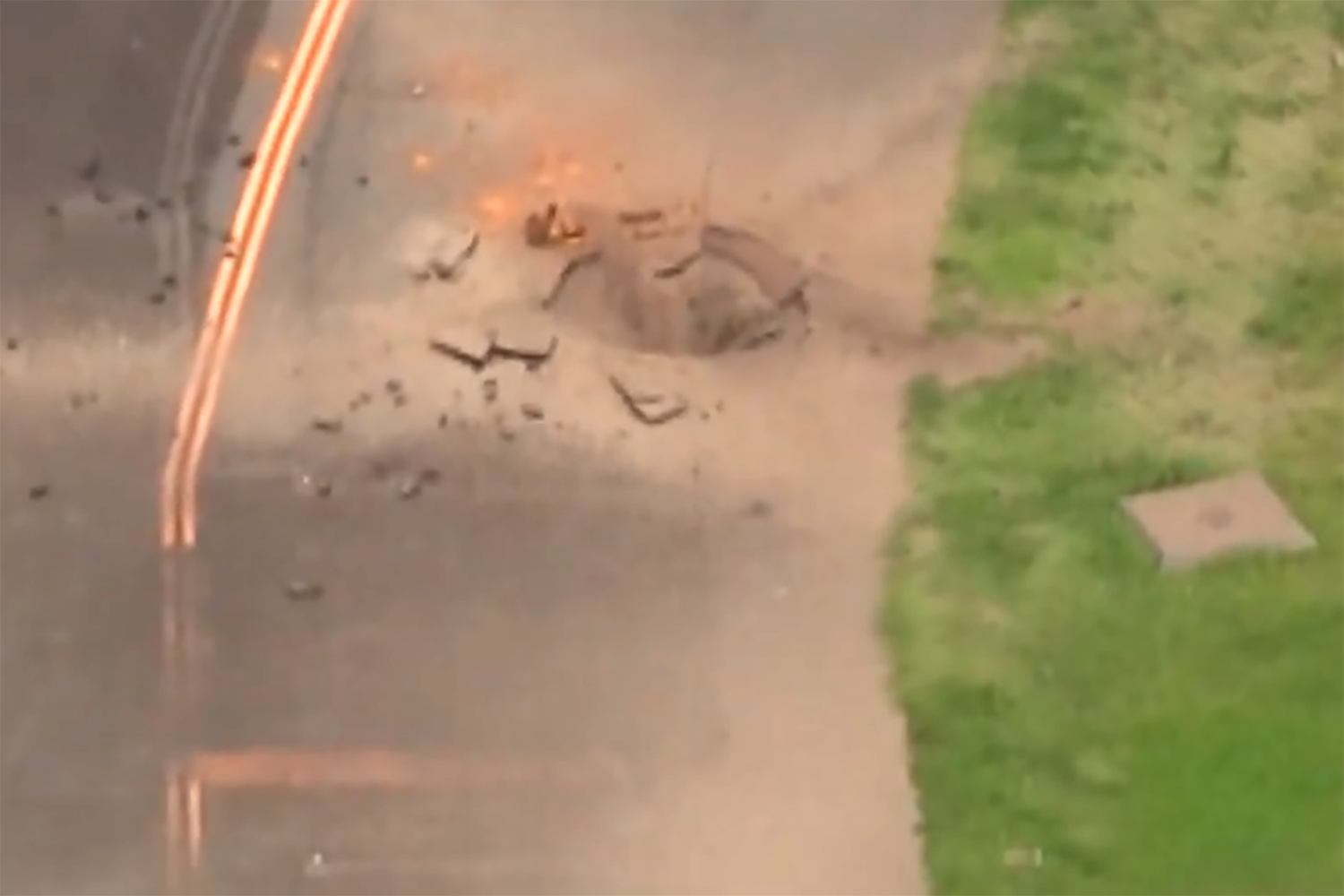 Image of exploded tarmac in Japan.