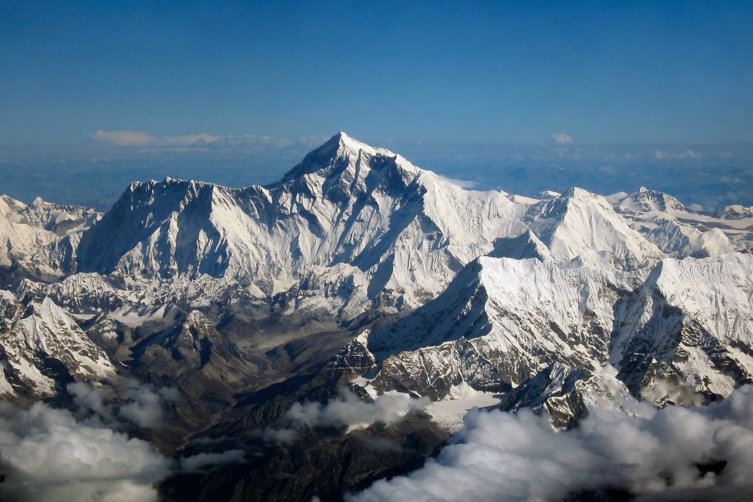 Mount Everest as seen from an airplane.