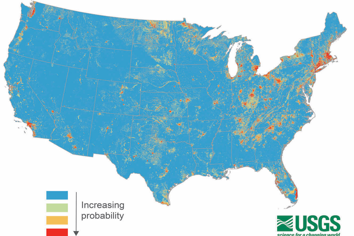 Image of a map showing PFA groundwater contamination in the U.S.