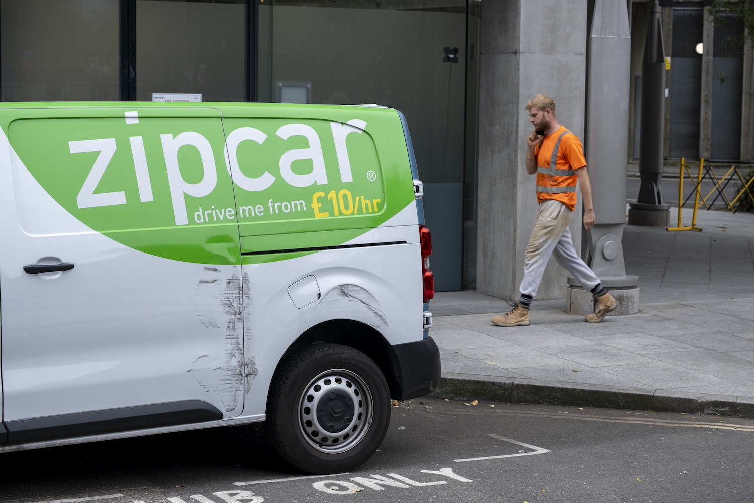 A Zipcar rental van