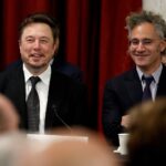 Tesla CEO Elon Musk (L) and Palantir CEO Alex Karp appear together on Capitol Hill