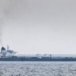 A Russian shadow fleet tanker, Turbo Voyager, in the Baltic Sea.