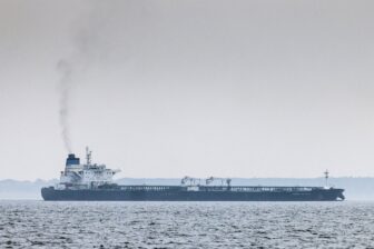 A Russian shadow fleet tanker, Turbo Voyager, in the Baltic Sea.