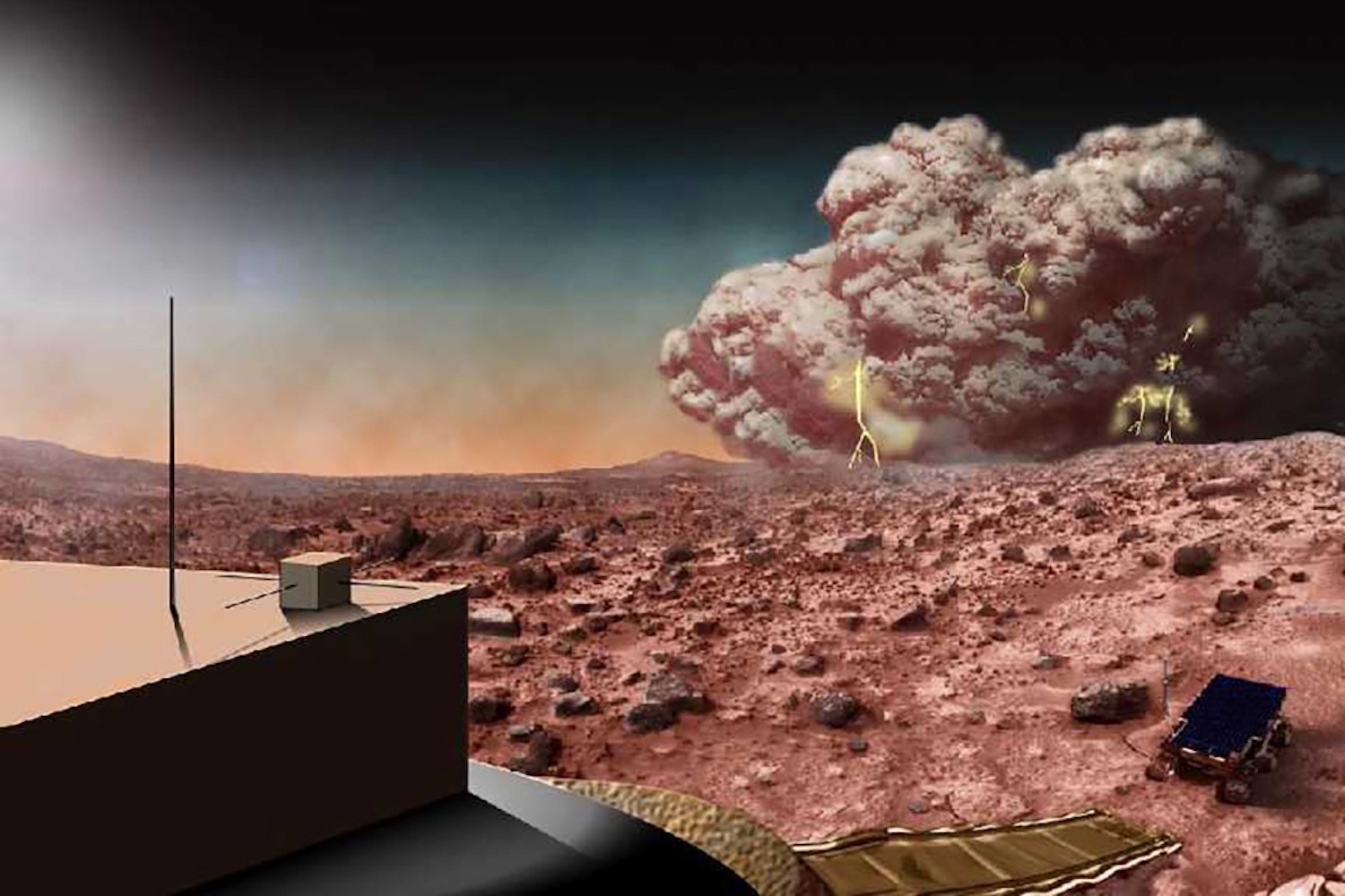 an illustration of a dust storm on Mars