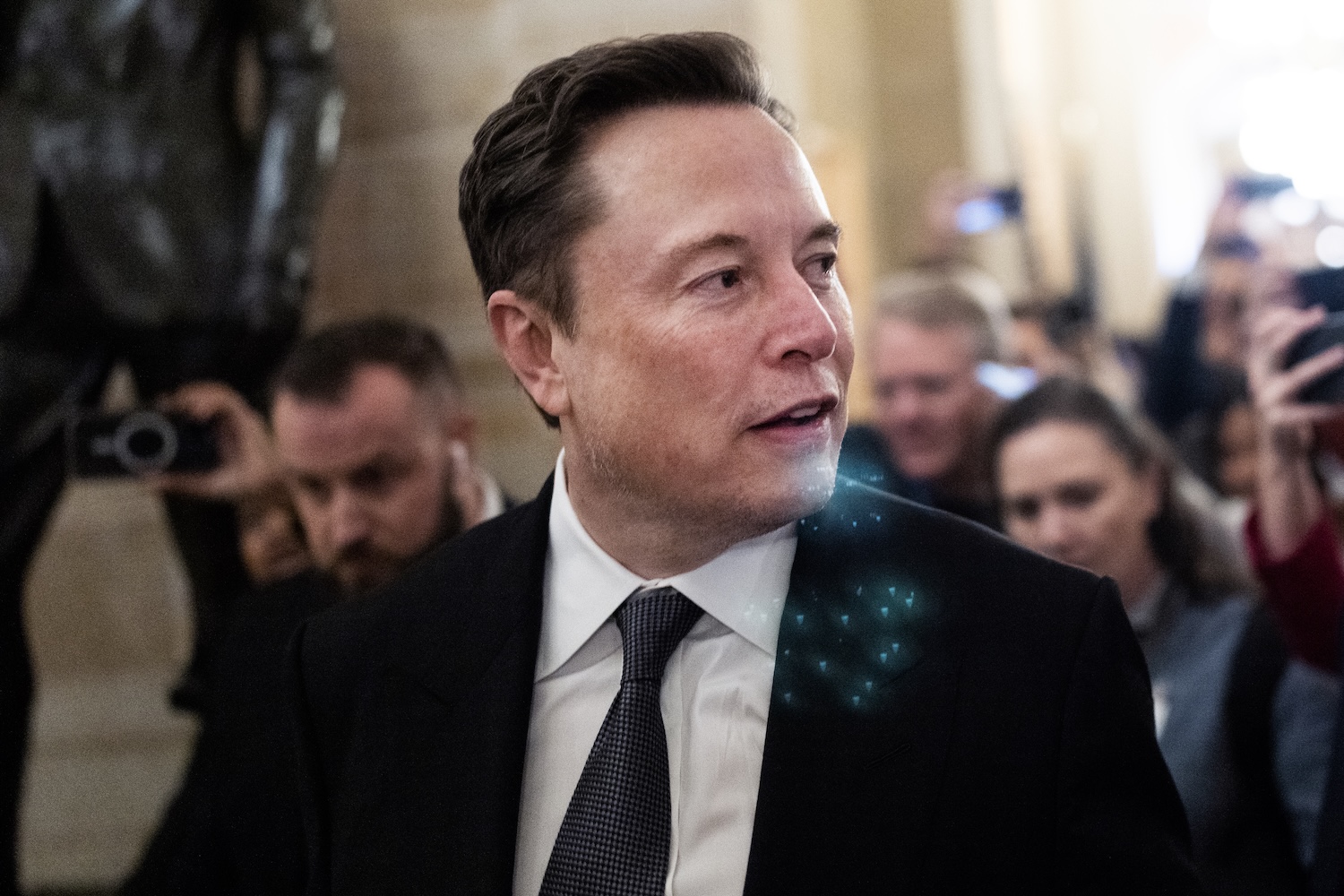 U.S. oligarch Elon Musk at the U.S. Capitol after a meeting with Sen. John Thune, R-S.D., while on the Hill to talk about President-elect Donald Trump's "Department of Government Efficiency," on Thursday, December 5, 2024