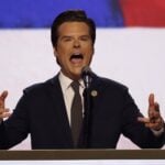 Matt Gaetz speaks during the Republican National Convention session at Fiserv Forum on July 17, 2024, in Milwaukee.