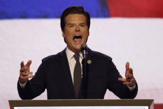 Matt Gaetz speaks during the Republican National Convention session at Fiserv Forum on July 17, 2024, in Milwaukee.