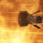 An artist's impression of the Parker Solar Probe flying through space.