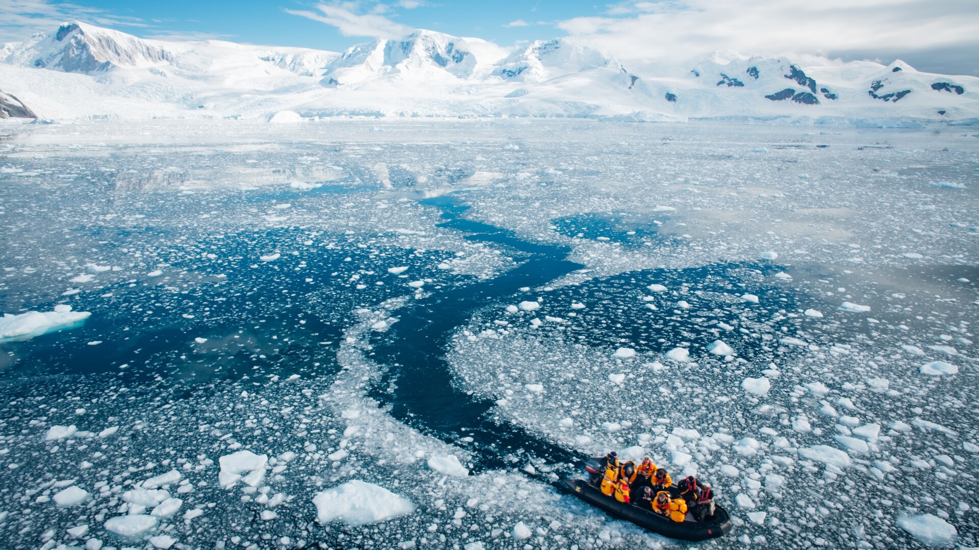 Team of people in Antarctica