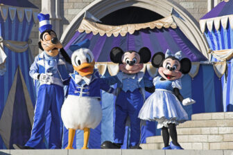 Mickey And Minnie Mouse On Stage With Goofy And Donald Duck, Magic Kingdom, Orlando, Florida, Usa