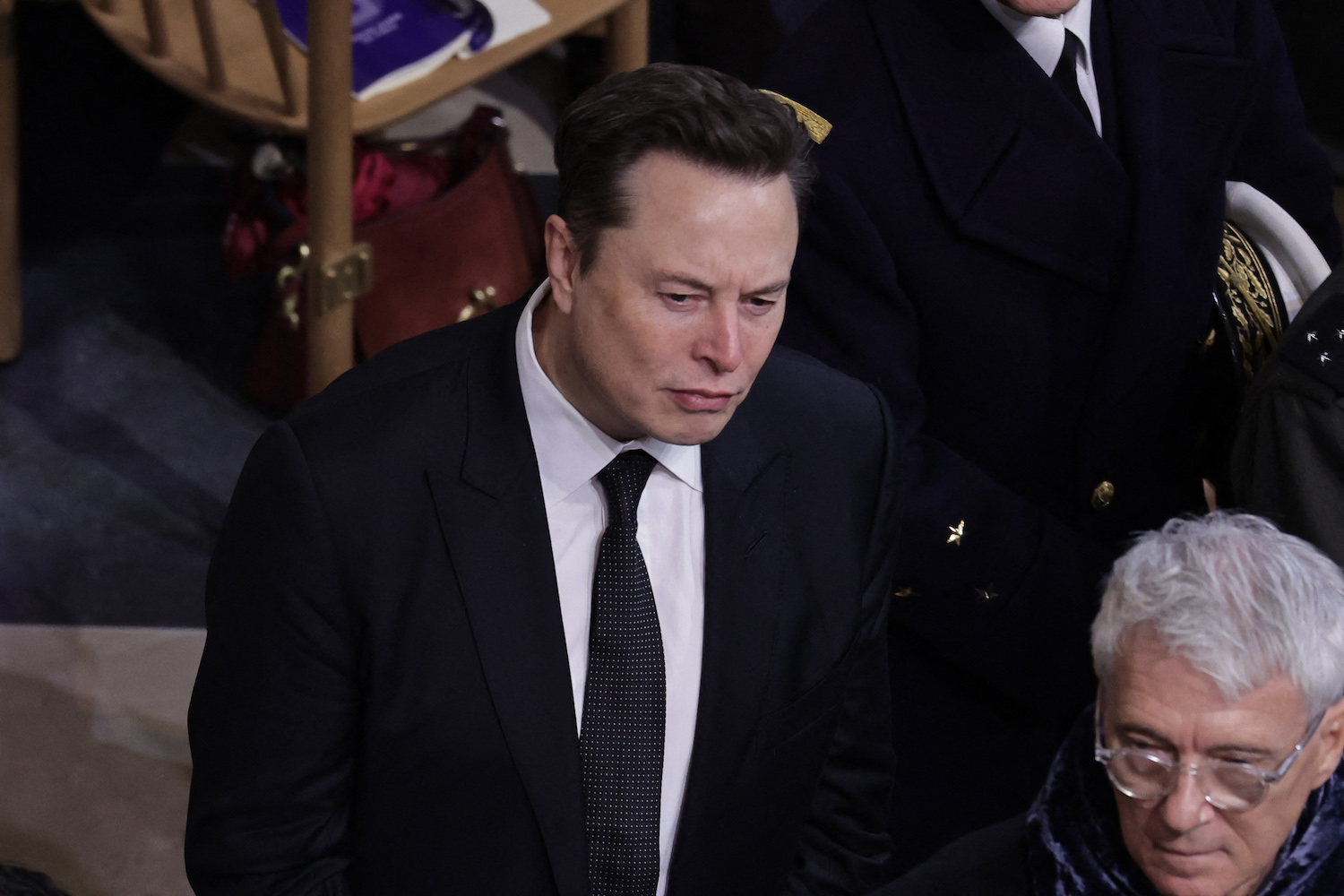 Elon Musk inside the Notre Dame Cathedral