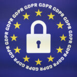 GDPR illustration featuring a lock surrounded by the 12 gold stars of the European Union