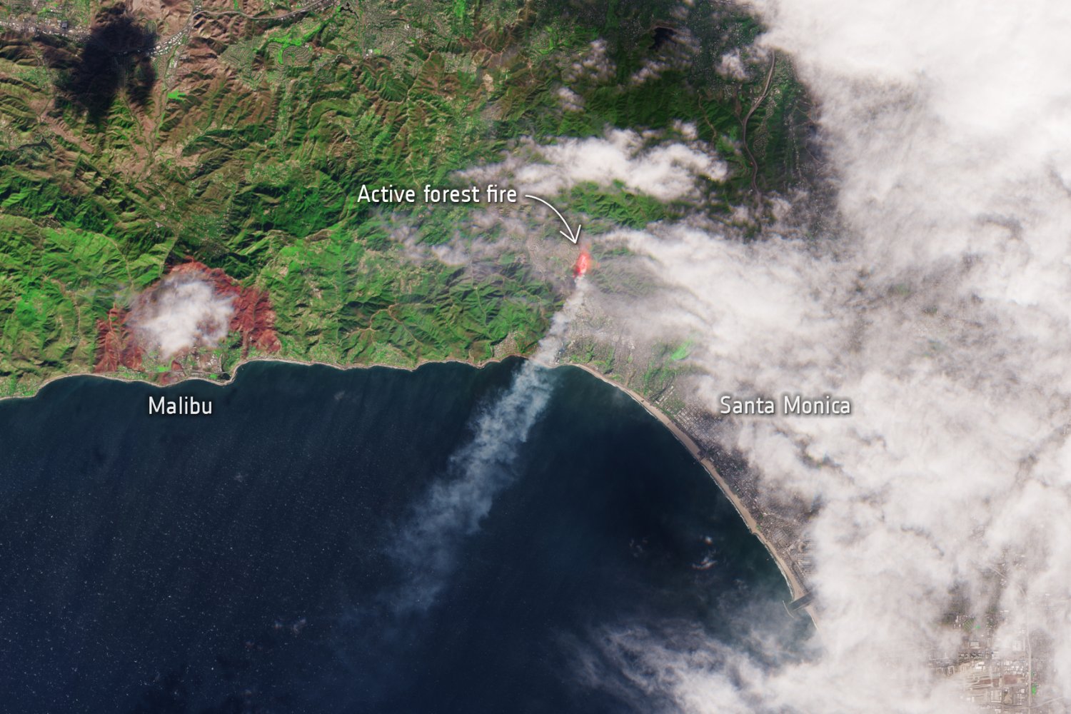 Wildfire smoke northwest of Santa Monica.