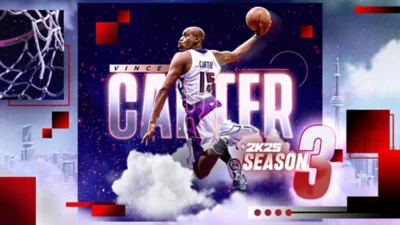 Key art for NBA 2K25's Season 3 featuring Vince Carter