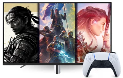 Monitor with Ghost of Tsushima, Destiny 2 and Horizon Forbidden West