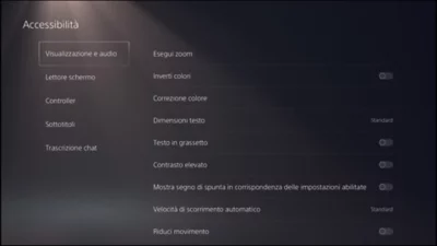 Immagine dell'interfaccia utente di PS5 per le impostazioni audio e video