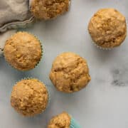 Healthy banana muffins with oats and whole wheat flour.