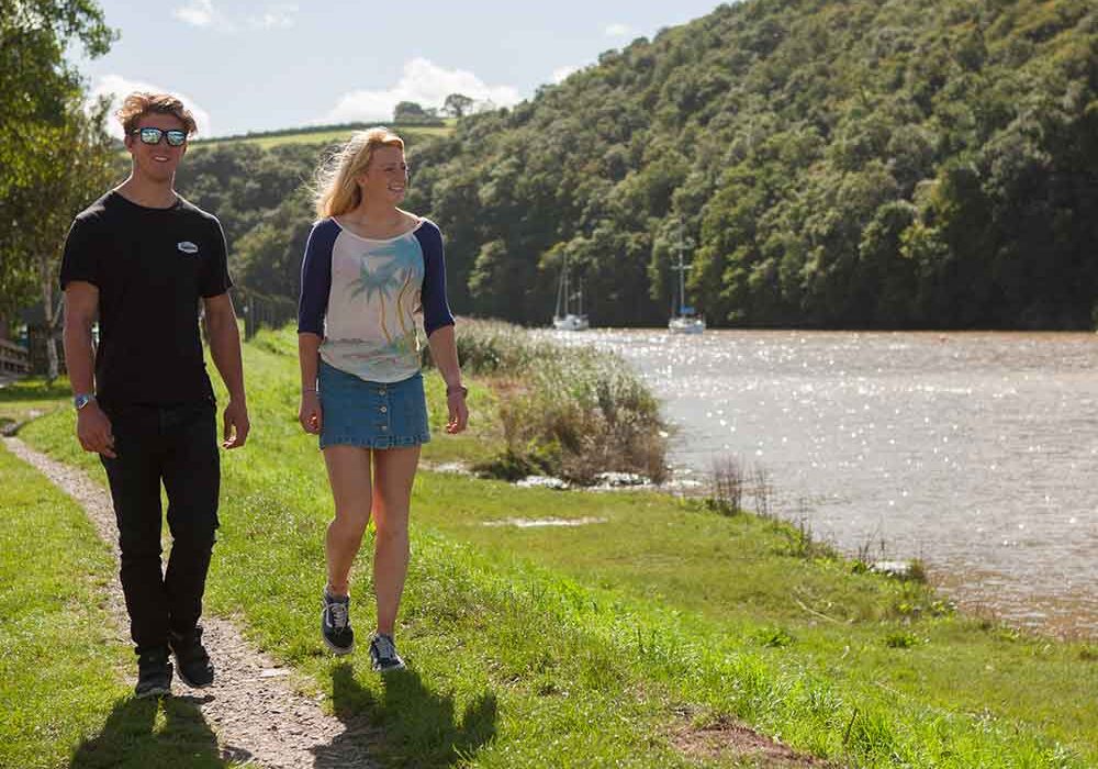 Couple walking at Calstock