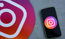 A phone screen displaying the logo of Instagram is seen in Ankara, Turkiye on September 27, 2024.