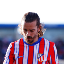 Antoine Griezmann of Atletico de Madrid looks on