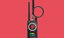 Hidden Camera Detector on red background