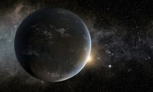 An artist's conception of a super-Earth in another solar system.