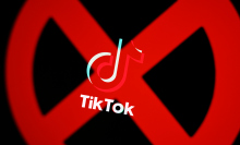 A large red "X" over the TikTok logo