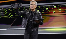 Nvidia CEO Jensen Huang on stage at CES 2025