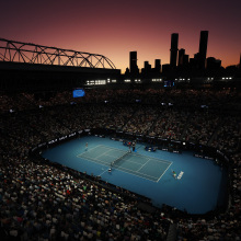 A general view of Rod Laver Arena during the Men's Singles Final match 