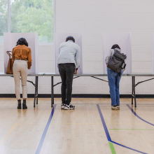 People voting at a polling booth