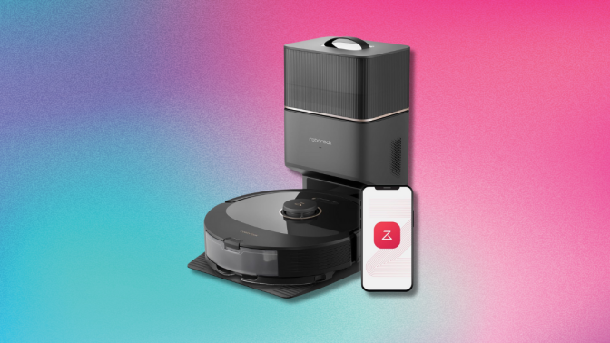 roborock robot vacuum mop against a colorful background 