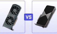 A graphic comparing an AMD GPU and a Nvidia GPU