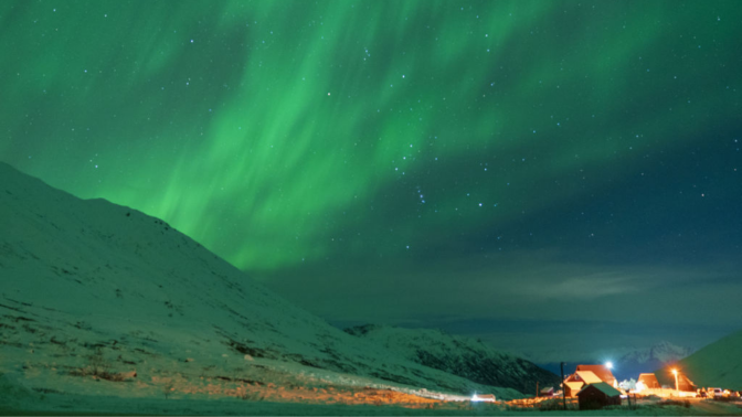 The Northern Lights (Aurora Borealis), which emerge as a result of the interaction between the Earth's magnetic field and charged particles coming from the Sun, are seen in the Hatcher Pass region of Alaska, United States on November 9, 2024.