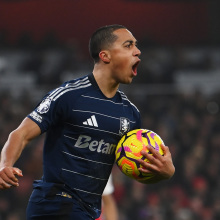 Youri Tielemans of Aston Villa celebrates