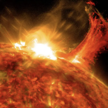 A solar flare on the sun as observed by NASA’s Solar Dynamics Observatory in October 2014.