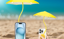 iPhone umbrellas at the beach