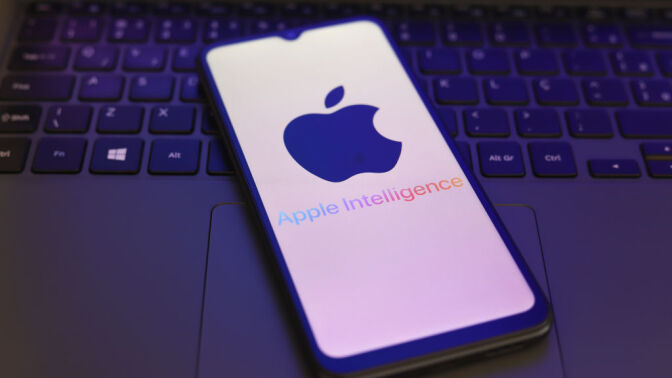 Apple Intelligence logo on iPhone screen