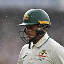 Usman Khawaja of Australia leaves the field