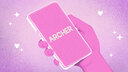 A drawn hand holding a phone with the archer logo