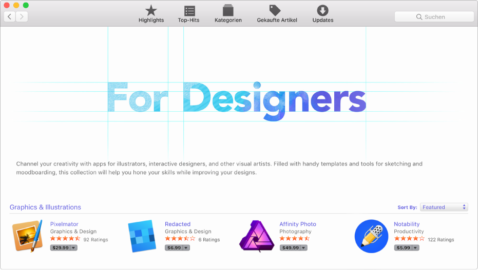 Der Bereich „Highlights“ im App Store.