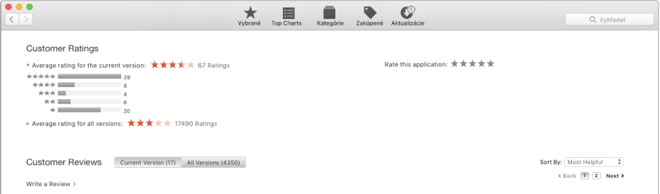 Hodnotenia zákazníkov v App Store.