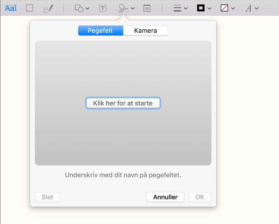 Underskriftværktøjet i Billedfremviser.