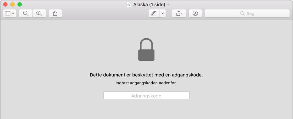 Et PDF-dokument, der er beskyttet med adgangskode.