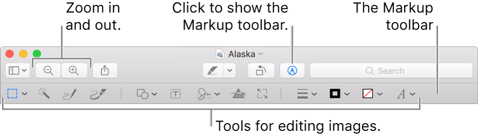 The Markup toolbar for editing images.