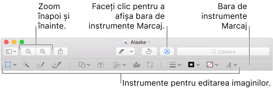 Bara de instrumente Marcaj pentru editarea imaginilor.