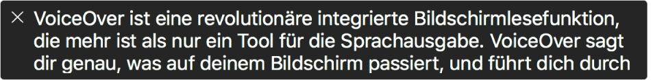 Der Beschriftungsbereich zeigt an, was VoiceOver gerade spricht.