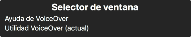 Selector de ventana es un panel que muestra una lista de las ventanas actualmente abiertas.