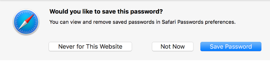 Dialog asking if you want to save your password.