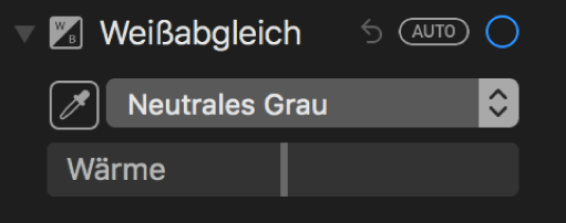 Steuerungen „Weißabgleich“ im Bereich „Anpassen“